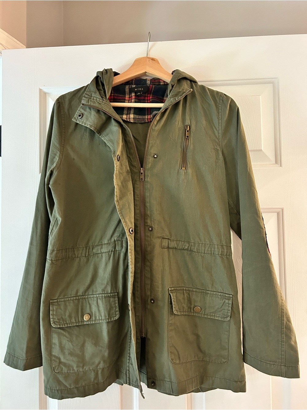 mine Olive Green Hooded Anorak Jacket